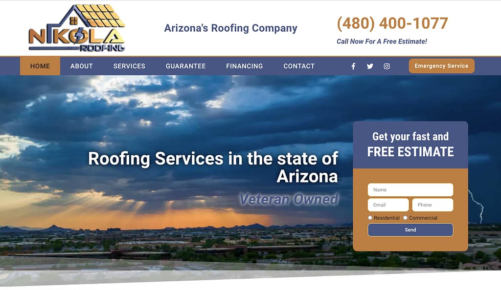 Roofing Website Design Nikola Roofing