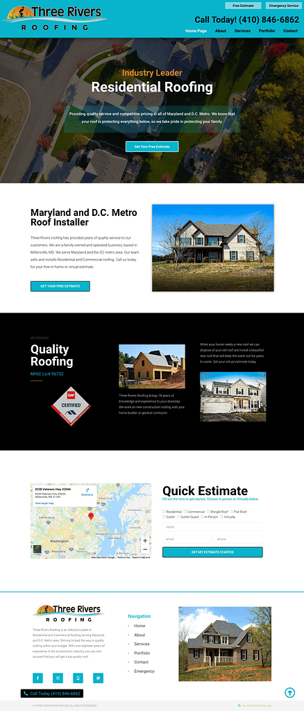 Roofing Website Redesign full screen image