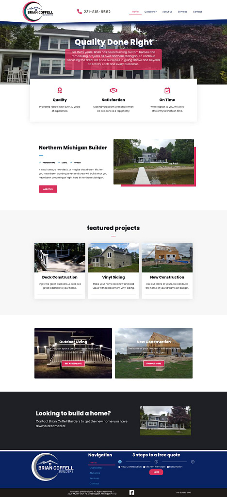 Brian Coffell Builders website redesign