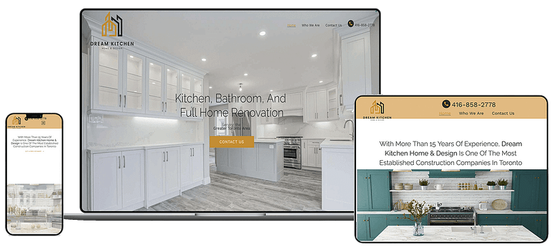 website design for Dream Kitchen Home & Design