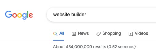 screen shot of a google search